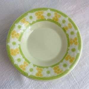 Franciscan Picnic Vintage Set of 6 Saucers 70s Daisy Yellow Green
